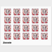 Pink Red Rose Princess Cat Vierkante Sticker (Vel)