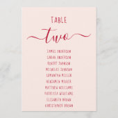 Pink & Red Script Simple Modern Seating Chart Card (Achterkant)