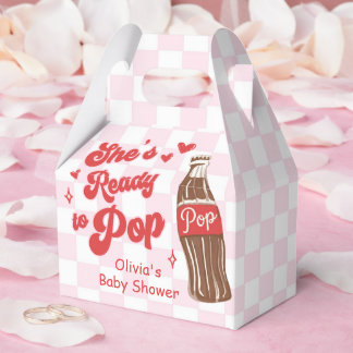 Pink Red She's Ready to Pop Baby Shower Bedankdoosjes