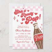 Pink Red She's Ready to Pop Baby Shower Kaart (Voorkant)