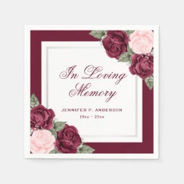 Pink Red Silver Floral Funeral Memorial Servet