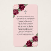 Pink Red Silver Floral Memorial Funeral Kaart (Achterkant)