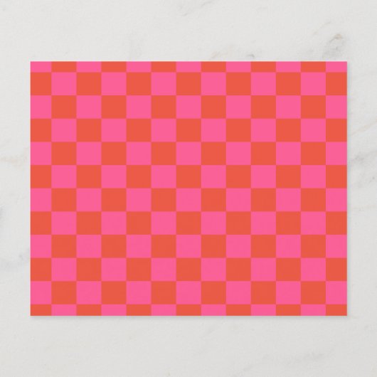 Pink Red Simple Checkerboard Weddenschap Uitnodige (Achterkant)