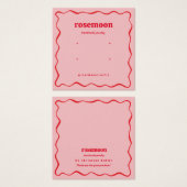 Pink Red Squiggle Modern Earring Display Card Vierkante Visitekaartjes (Voorkant /achterkant)