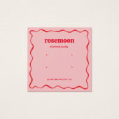 Pink Red Squiggle Modern Earring Display Card Vierkante Visitekaartjes (Voorkant)