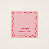 Pink Red Squiggle Modern Earring Display Card Vierkante Visitekaartjes (Achterkant)