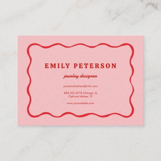 Pink Red Squiggle Visitekaartje (Achterkant)