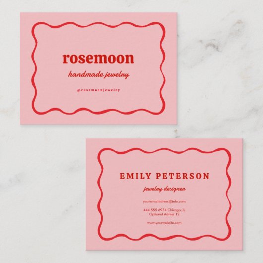 Pink Red Squiggle Visitekaartje (Voorkant / Achterkant)