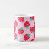 Pink Red Strawberries Floral  Pattern Monogram Koffiemok (Center)