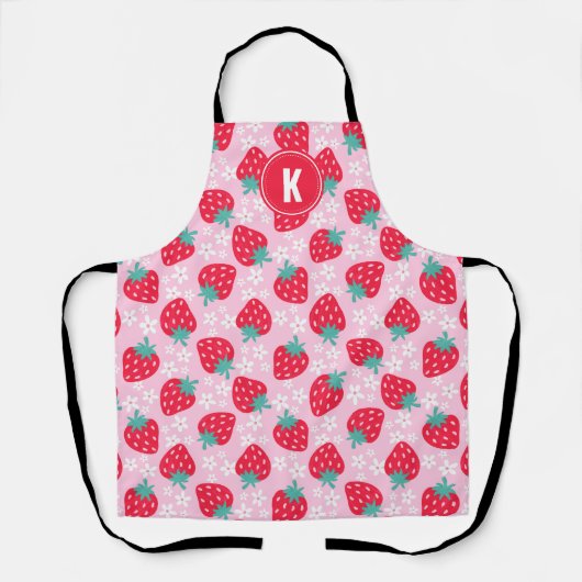 Pink Red Strawberries Floral  Pattern Monogram Schort (Voorkant)
