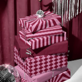 Pink red stripe Christmas Wrapping paper sheets