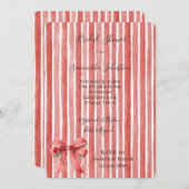 Pink Red Stripes Bow Bridal Shower Kaart (Voorkant / Achterkant)