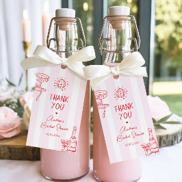 Pink & Red Stripes Disco Thank You Bridal Shower Cadeaulabel