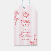 Pink & Red Stripes Disco Thank You Bridal Shower Cadeaulabel (Voorkant)