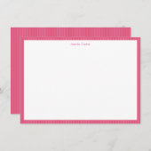 Pink Red Stripes Festive Personalized Name Holiday Bedankkaart (Voorkant / Achterkant)