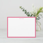 Pink Red Stripes Festive Personalized Name Holiday Bedankkaart (Staand voorkant)