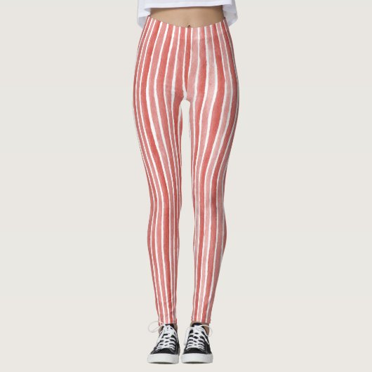 Pink Red Stripes Leggings (Voorkant)