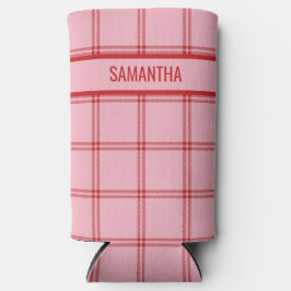 Pink + Red Trendy Plaid Seltzer Blikjeskoeler