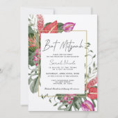 Pink & Red Tropical Floral Bat Mitzvah Kaart (Voorkant)