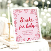 Pink Red Valentine Baby Shower Books for Baby Game Poster