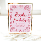 Pink Red Valentine Baby Shower Books for Baby Game Poster