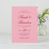 Pink Red Valentines Minimalist Script Wedding Kaart (Staand voorkant)