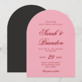 Pink Red Valentines Minimalist Script Wedding Kaart (Voorkant / Achterkant)