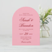Pink Red Valentines Minimalist Script Wedding Kaart (Staand voorkant)