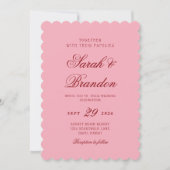 Pink Red Valentines Minimalist Script Wedding Kaart (Voorkant)