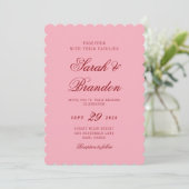 Pink Red Valentines Minimalist Script Wedding Kaart (Staand voorkant)