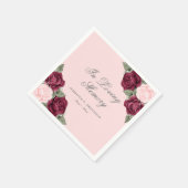 Pink Red Waterverf Floral Funeral Memorial Servet (Hoek)