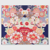 PINK RED WHITE FLOWERS Peony, Rozen Japanse Floral Cadeaupapier (Vlak)