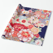 PINK RED WHITE FLOWERS Peony, Rozen Japanse Floral Cadeaupapier (Uitgerold)