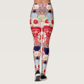 PINK RED WHITE FLOWERS Peony, Rozen Japanse Floral Leggings (Achterkant)