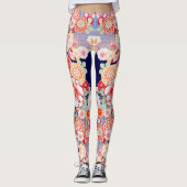 PINK RED WHITE FLOWERS Peony, Rozen Japanse Floral Leggings (Voorkant)