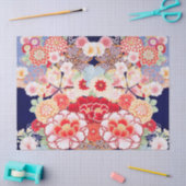 PINK RED WHITE FLOWERS Peony, Rozen Japanse Floral Tissuepapier (Craft)