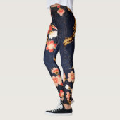 PINK RED WHITE SPRING FLOWERS DEEP BLUE FLORAL LEGGINGS (Links)