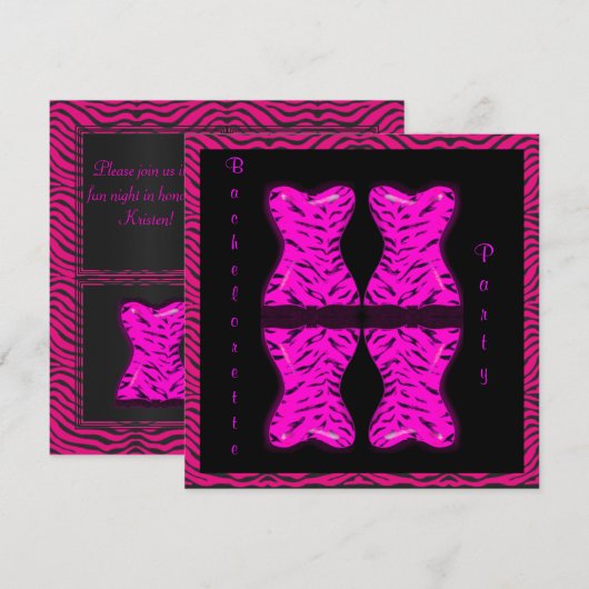 PINK REFLECTION CORSET BACHELORETTE PARTY INVITATI KAART (Voorkant / Achterkant)