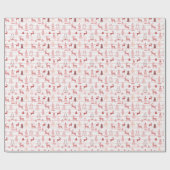 PINK REINDEER & CHRISTMAS TREES CUSTOM MONOGRAM CADEAUPAPIER (Vlak)