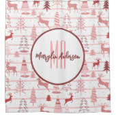 PINK REINDEER & CHRISTMAS TREES CUSTOM MONOGRAM DOUCHEGORDIJN (Voorkant)