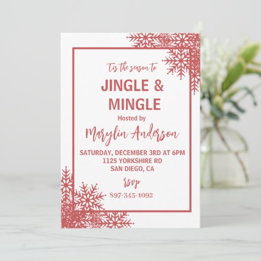 PINK REINDEER & CHRISTMAS TREES CUSTOM MONOGRAM KAART (Staand voorkant)