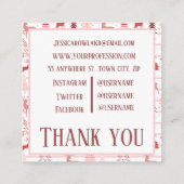 PINK REINDEER & CHRISTMAS TREES CUSTOM MONOGRAM VIERKANTE VISITEKAARTJE (Achterkant)