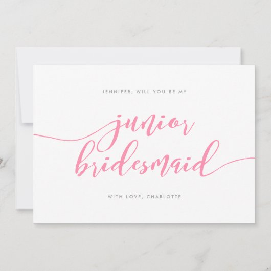 Pink Relax script: Jij wordt mijn junior bruidsmei Kaart (Voorkant)