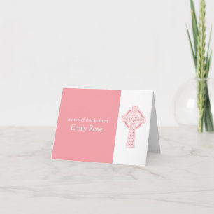 Pink Religious Irish Cross Thank You Bedankkaart