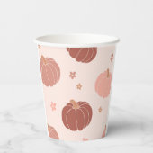 Pink Retro Boho Pumpkin 1st Birthday Paper Cup Papieren Bekers (Achterkant)