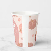 Pink Retro Boho Pumpkin 1st Birthday Paper Cup Papieren Bekers (Links)