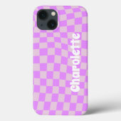 Pink retro checker pattern Case-Mate iPhone case (Achterkant)