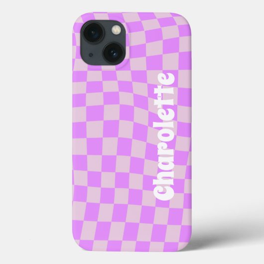 Pink retro checker pattern Case-Mate iPhone case (Achterkant)
