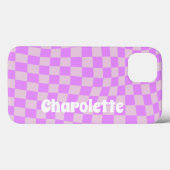 Pink retro checker pattern Case-Mate iPhone case (Achterkant (horizontaal))
