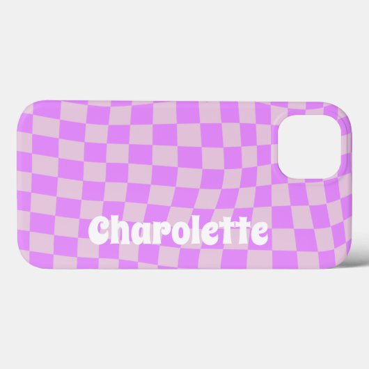 Pink retro checker pattern Case-Mate iPhone case (Achterkant (horizontaal))